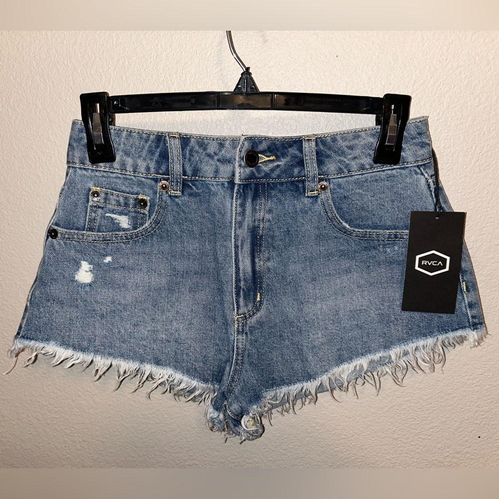 RVCA Distressed Blue Jean Shorts